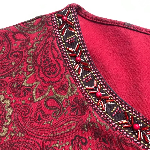 Beaded Paisley Boho Maxi Dress Size S Bohemian Long Patio Casuals by Cabernet - Picture 5 of 16